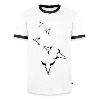 Cow Bull Skull - Men's Ringer Shirt - white/black - Front - AI Model Female 172 light (172cm) & AI Model Male 178 dark (178cm)