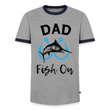 Papa Fish À La Pêche - T-shirt contrasté Homme - gris/marine  - Devant - AI Model Female 172 light (172cm) & AI Model Male 178 light (178cm)