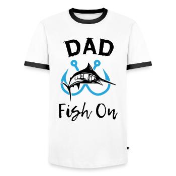 Dad Fish On Fishing - Men's Ringer Shirt - white/black - Front - AI Model Female 172 light (172cm) & AI Model Male 178 dark (178cm)