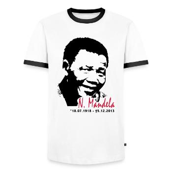 Nelson Mandela - Männer Kontrast-T-Shirt - Weiß/Schwarz - Vorne - AI Model Female 172 light (172cm) & AI Model Male 178 dark (178cm)