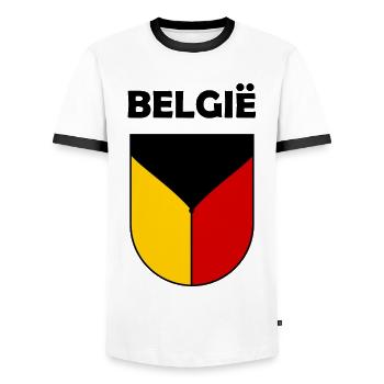 The Belgians - Men's Ringer Shirt - white/black - Front - AI Model Female 172 light (172cm) & AI Model Male 178 dark (178cm)