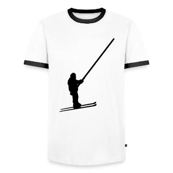 Ski - Männer Kontrast-T-Shirt - Weiß/Schwarz - Vorne - AI Model Female 172 light (172cm) & AI Model Male 178 dark (178cm)