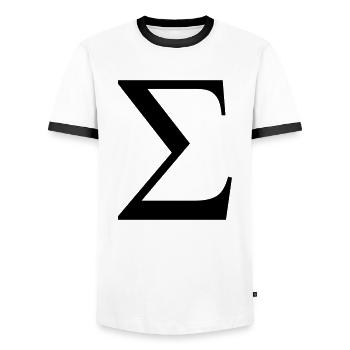 sigma greek - Men's Ringer Shirt - white/black - Front - AI Model Female 172 light (172cm) & AI Model Male 178 dark (178cm)
