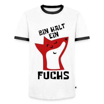 Bin halt ein Fuchs - schlau und clever - Sticker - Männer Kontrast-T-Shirt - Weiß/Schwarz - Vorne - AI Model Female 172 light (172cm) & AI Model Male 178 dark (178cm)
