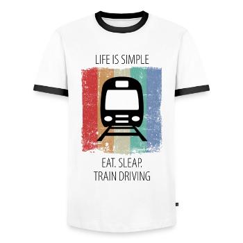 Train Railway Railroad Worker Trains Train Driver - Men's Ringer Shirt - white/black - Front - AI Model Female 172 light (172cm) & AI Model Male 178 dark (178cm)