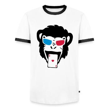 singe gorille poker carte as - T-shirt contrasté Homme - blanc/noir - Devant - AI Model Female 172 light (172cm) & AI Model Male 178 dark (178cm)