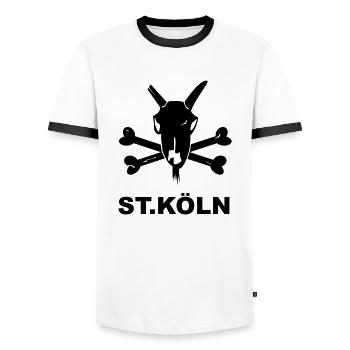 Saint Cologne - Men's Ringer Shirt - white/black - Front - AI Model Female 172 light (172cm) & AI Model Male 178 dark (178cm)
