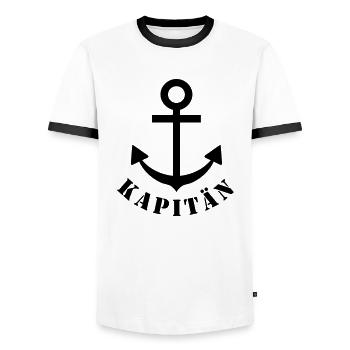 kapitaen - Men's Ringer Shirt - white/black - Front - AI Model Female 172 light (172cm) & AI Model Male 178 dark (178cm)