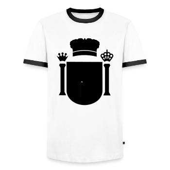 España escudo de armas coat of arms - Männer Kontrast-T-Shirt - Weiß/Schwarz - Vorne - AI Model Female 172 light (172cm) & AI Model Male 178 dark (178cm)