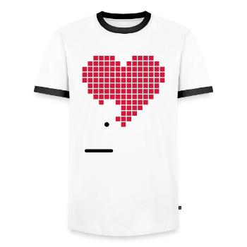 Pixel Herz Heart Liebe Gaming Game Pixelart - Männer Kontrast-T-Shirt - Weiß/Schwarz - Vorne - AI Model Female 172 light (172cm) & AI Model Male 178 dark (178cm)