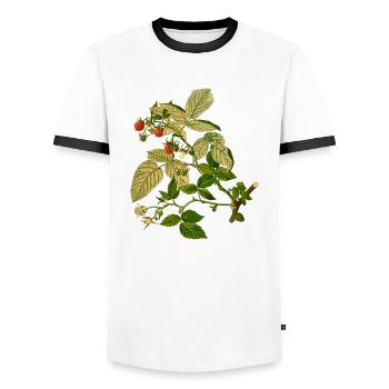 raspberry rasperry fruit veggie vegetable fruits1 - Men's Ringer Shirt - white/black - Front - AI Model Female 172 light (172cm) & AI Model Male 178 dark (178cm)