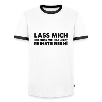 Lass mich ich muss mich da jetzt reinsteigern! - Männer Kontrast-T-Shirt - Weiß/Schwarz - Vorne - AI Model Female 172 light (172cm) & AI Model Male 178 dark (178cm)