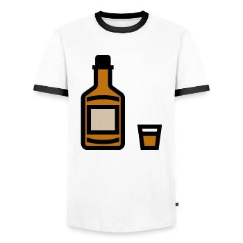 Whiskey bottle, whiskey bottle - Men's Ringer Shirt - white/black - Front - AI Model Female 172 light (172cm) & AI Model Male 178 dark (178cm)