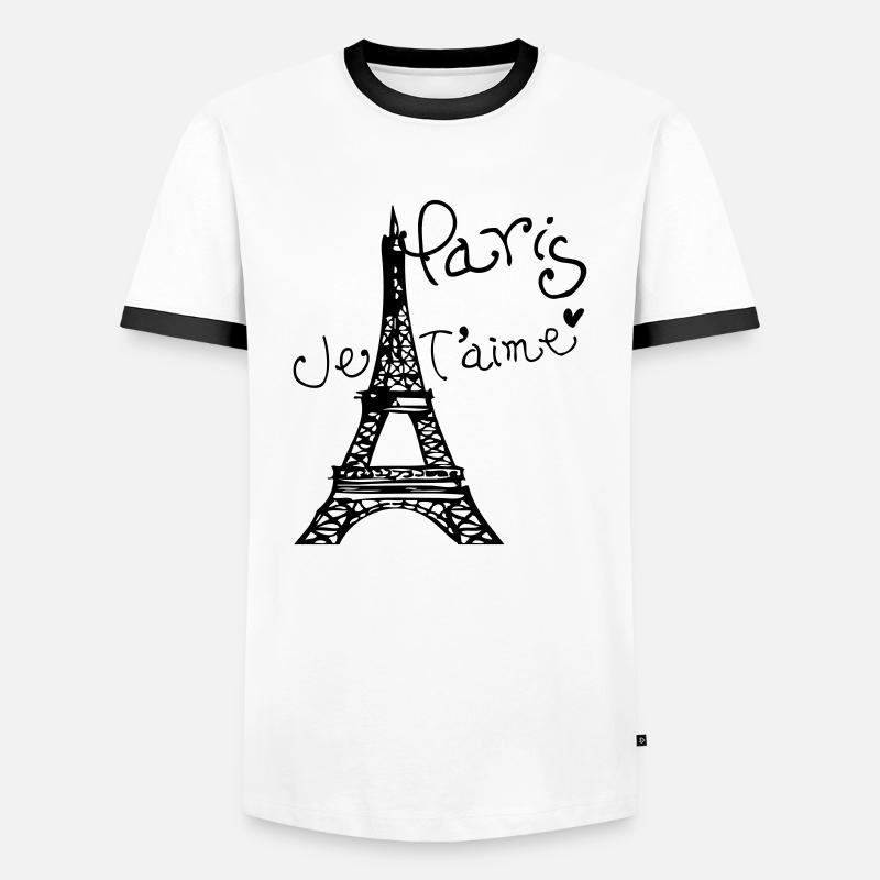 Paris Je T'aime Eiffel tower - Men's Ringer Shirt - white/black