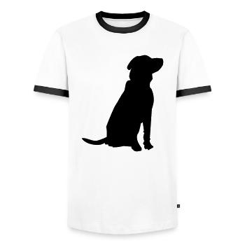 dog - T-shirt contrasté Homme - blanc/noir - Devant - AI Model Female 172 light (172cm) & AI Model Male 178 dark (178cm)