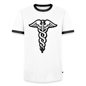 Caducée baton hermes médecine docteur hopital - T-shirt contrasté Homme - blanc/noir - Devant - AI Model Female 172 light (172cm) & AI Model Male 178 dark (178cm)