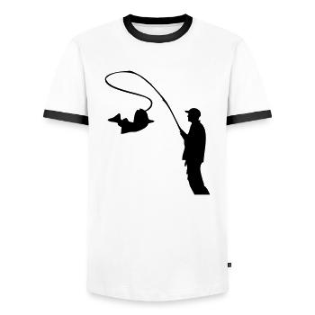 Fishing fisher man - Men's Ringer Shirt - white/black - Front - AI Model Female 172 light (172cm) & AI Model Male 178 dark (178cm)