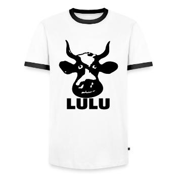 COW - Men's Ringer Shirt - white/black - Front - AI Model Female 172 light (172cm) & AI Model Male 178 dark (178cm)