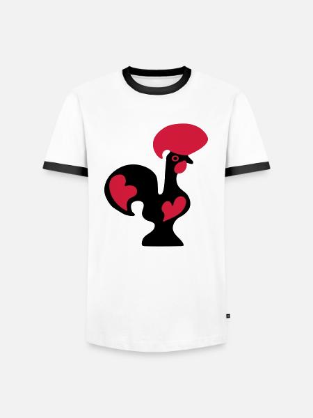 portuguese drawing Rooster of Barcelos portugal - Men's Ringer Shirt - white/black