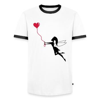 fee_in_love - Men's Ringer Shirt - white/black - Front - AI Model Female 172 light (172cm) & AI Model Male 178 dark (178cm)