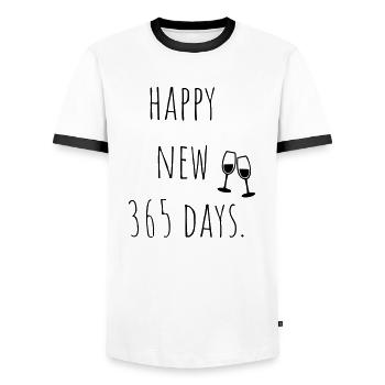 happy New Year - Men's Ringer Shirt - white/black - Front - AI Model Female 172 light (172cm) & AI Model Male 178 dark (178cm)