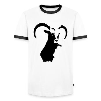steinbock tier - Männer Kontrast-T-Shirt - Weiß/Schwarz - Vorne - AI Model Female 172 light (172cm) & AI Model Male 178 dark (178cm)