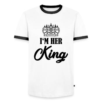 im her king - Männer Kontrast-T-Shirt - Weiß/Schwarz - Vorne - AI Model Female 172 light (172cm) & AI Model Male 178 dark (178cm)