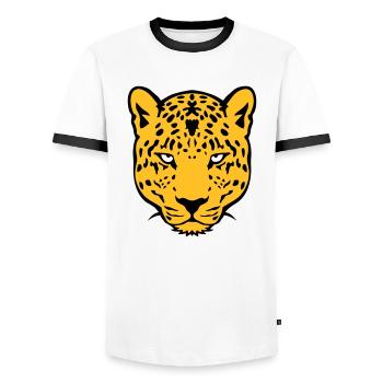 leopards animal sauvage 30 - T-shirt contrasté Homme - blanc/noir - Devant - AI Model Female 172 light (172cm) & AI Model Male 178 dark (178cm)