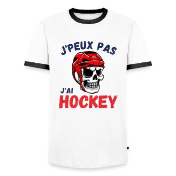 J'peux pas j'ai Hockey Idée cadeau original - T-shirt contrasté Homme - blanc/noir - Devant - AI Model Female 172 light (172cm) & AI Model Male 178 dark (178cm)