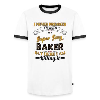 baking baker's craft is dear confectioner funny - Men's Ringer Shirt - white/black - Front - AI Model Female 172 light (172cm) & AI Model Male 178 dark (178cm)
