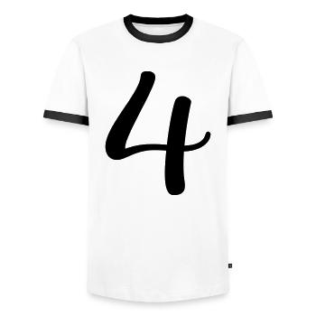 4 - T-shirt contrasté Homme - blanc/noir - Devant - AI Model Female 172 light (172cm) & AI Model Male 178 dark (178cm)