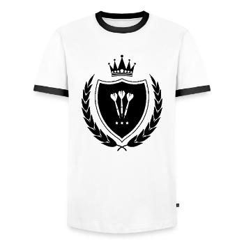 Wappen Dart - Männer Kontrast-T-Shirt - Weiß/Schwarz - Vorne - AI Model Female 172 light (172cm) & AI Model Male 178 dark (178cm)