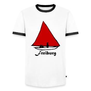 Bächleboot Rot à Fribourg Ernst Ludwig Kirchner - T-shirt contrasté Homme - blanc/noir - Devant - AI Model Female 172 light (172cm) & AI Model Male 178 dark (178cm)