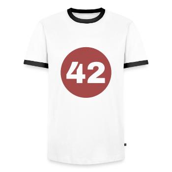 Konya - Men's Ringer Shirt - white/black - Front - AI Model Female 172 light (172cm) & AI Model Male 178 dark (178cm)