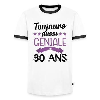 Toujours aussi géniale à 80ans cadeau anniversaire - T-shirt contrasté Homme - blanc/noir - Devant - AI Model Female 172 light (172cm) & AI Model Male 178 dark (178cm)