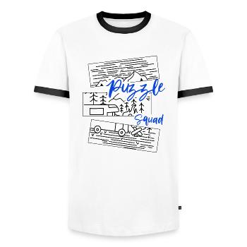 Puzzle Squad Hobby Puzzling Ironic Saying Jigsaw - Men's Ringer Shirt - white/black - Front - AI Model Female 172 light (172cm) & AI Model Male 178 dark (178cm)