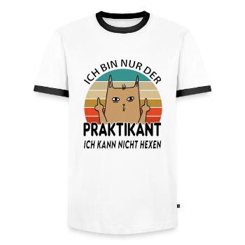 Praktikant - Männer Kontrast-T-Shirt - Weiß/Schwarz - Vorne - AI Model Female 172 light (172cm) & AI Model Male 178 dark (178cm)