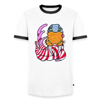 Das Hand Walross - Männer Kontrast-T-Shirt - Weiß/Schwarz - Vorne - AI Model Female 172 light (172cm) & AI Model Male 178 dark (178cm)