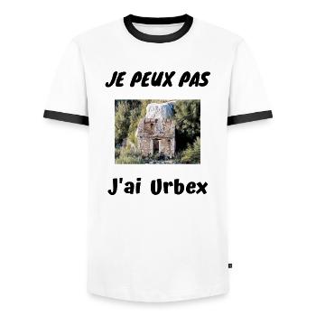 Je peux pas J'ai Urbex - T-shirt contrasté Homme - blanc/noir - Devant - AI Model Female 172 light (172cm) & AI Model Male 178 dark (178cm)