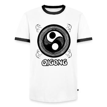 Qigong Méditation Tai Arts Martiaux Taoïsme 4 - T-shirt contrasté Homme - blanc/noir - Devant - AI Model Female 172 light (172cm) & AI Model Male 178 dark (178cm)