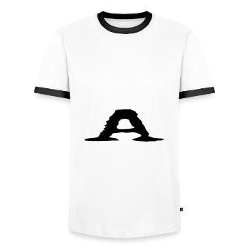 dinosaur fan bite me fishing tshirts fishing boat - Männer Kontrast-T-Shirt - Weiß/Schwarz - Vorne - AI Model Female 172 light (172cm) & AI Model Male 178 dark (178cm)