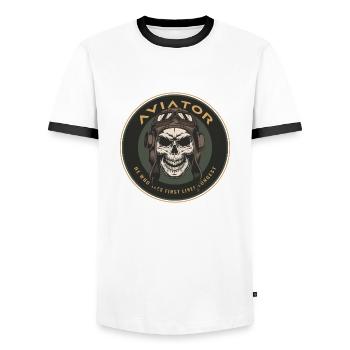 Crâne d’aviateur - T-shirt contrasté Homme - blanc/noir - Devant - AI Model Female 172 light (172cm) & AI Model Male 178 dark (178cm)