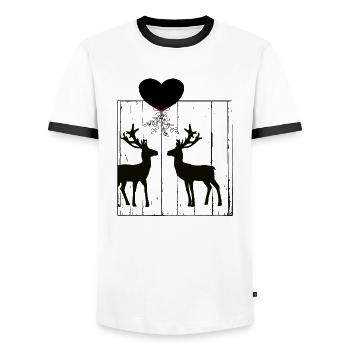 Noël Renne Amour Gui - T-shirt contrasté Homme - blanc/noir - Devant - AI Model Female 172 light (172cm) & AI Model Male 178 dark (178cm)