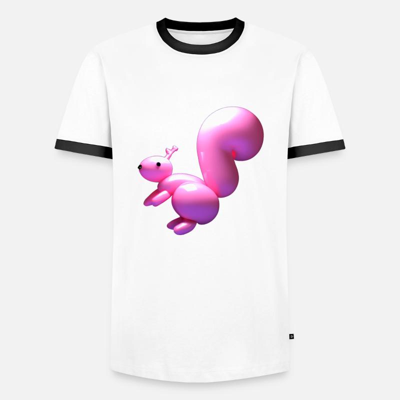 Luftballon Eichhörnchen in rosa - Männer Kontrast-T-Shirt - Weiß/Schwarz