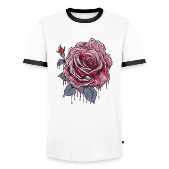 Red Rose - Men's Ringer Shirt - white/black - Front - AI Model Female 172 light (172cm) & AI Model Male 178 dark (178cm)