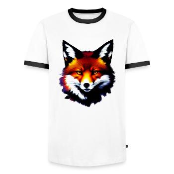 Renard - T-shirt contrasté Homme - blanc/noir - Devant - AI Model Female 172 light (172cm) & AI Model Male 178 dark (178cm)