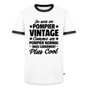 je suis un pompier vintage / cadeau humour pompier - T-shirt contrasté Homme - blanc/noir - Devant - AI Model Female 172 light (172cm) & AI Model Male 178 dark (178cm)