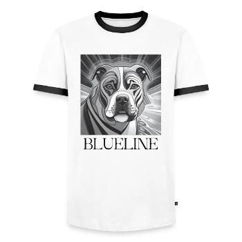 Blueline2 - Männer Kontrast-T-Shirt - Weiß/Schwarz - Vorne - AI Model Female 172 light (172cm) & AI Model Male 178 dark (178cm)