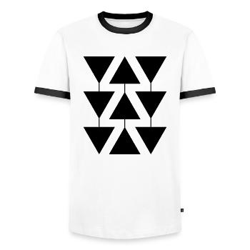 Forme géométrique triangle - T-shirt contrasté Homme - blanc/noir - Devant - AI Model Female 172 light (172cm) & AI Model Male 178 dark (178cm)