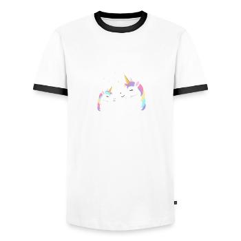 Magical Like My Daughter Awesome Unicorn Parents - Men's Ringer Shirt - white/black - Front - AI Model Female 172 light (172cm) & AI Model Male 178 dark (178cm)
